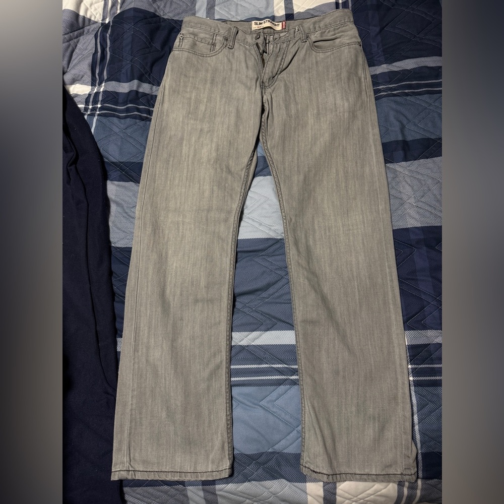 Vintage Mens Levi's 514 Slim Straight Gray Jeans